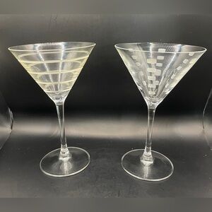 Elegant Clear etched Glass Martini Set